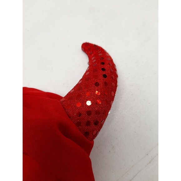 Devil Red Dress Costume Costplay Girl Tulle Skirt attached Horns Hood S (4-6) - Picture 7 of 10